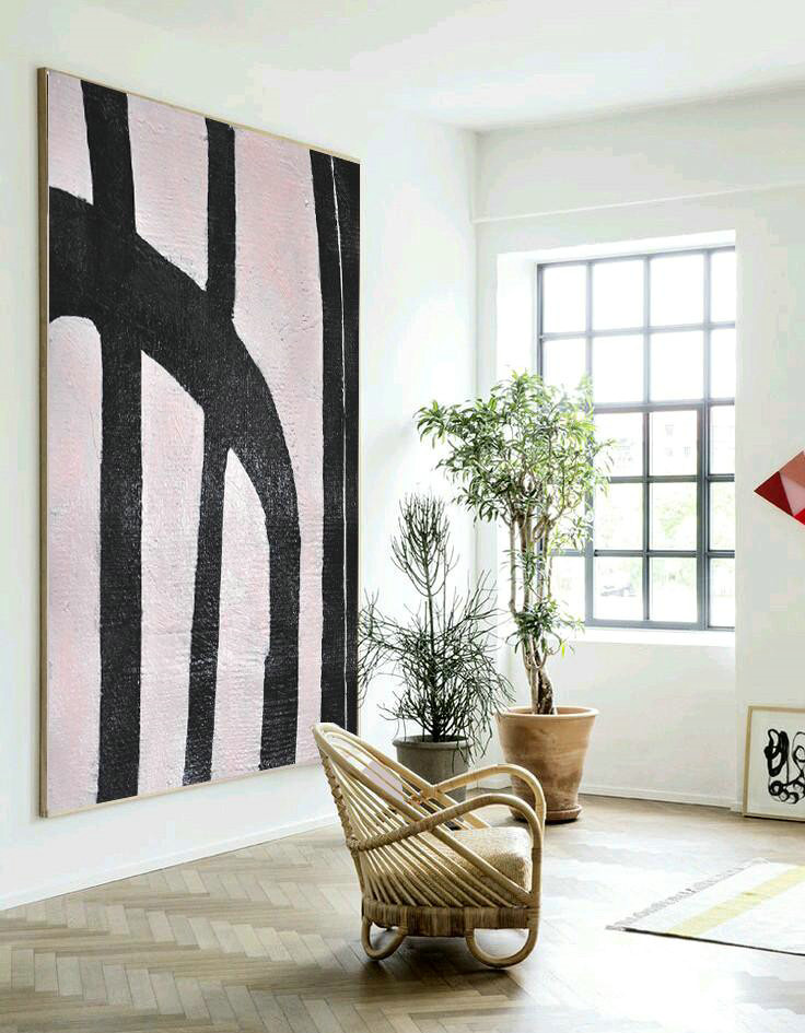 Extra Large Textured Painting On Canvas,Hand-Painted Black And White Minimal Painting On Canvas,Hand Painted Abstract Art